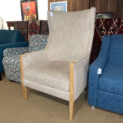 AS IS High Back Tan Tweed Armchair