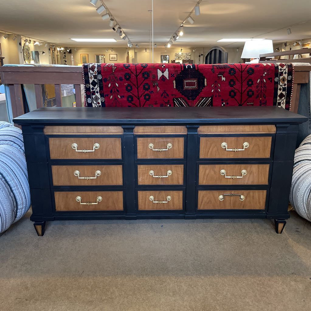 Thomasville Black Painted and Wood Lowboy Dresser