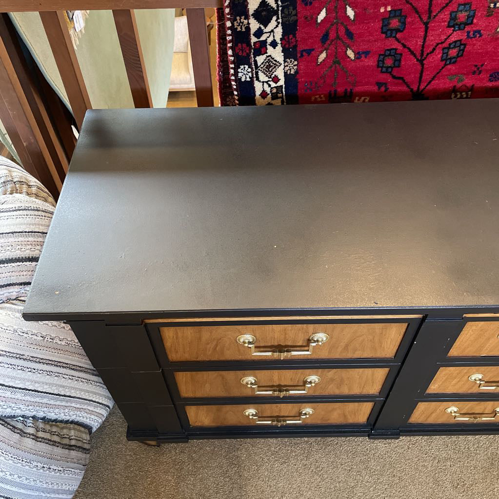 Thomasville Black Painted and Wood Lowboy Dresser