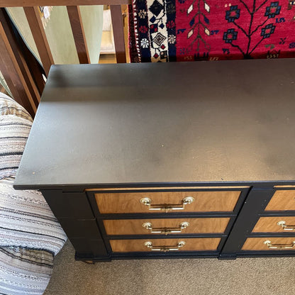 Thomasville Black Painted and Wood Lowboy Dresser