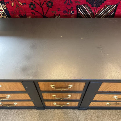 Thomasville Black Painted and Wood Lowboy Dresser