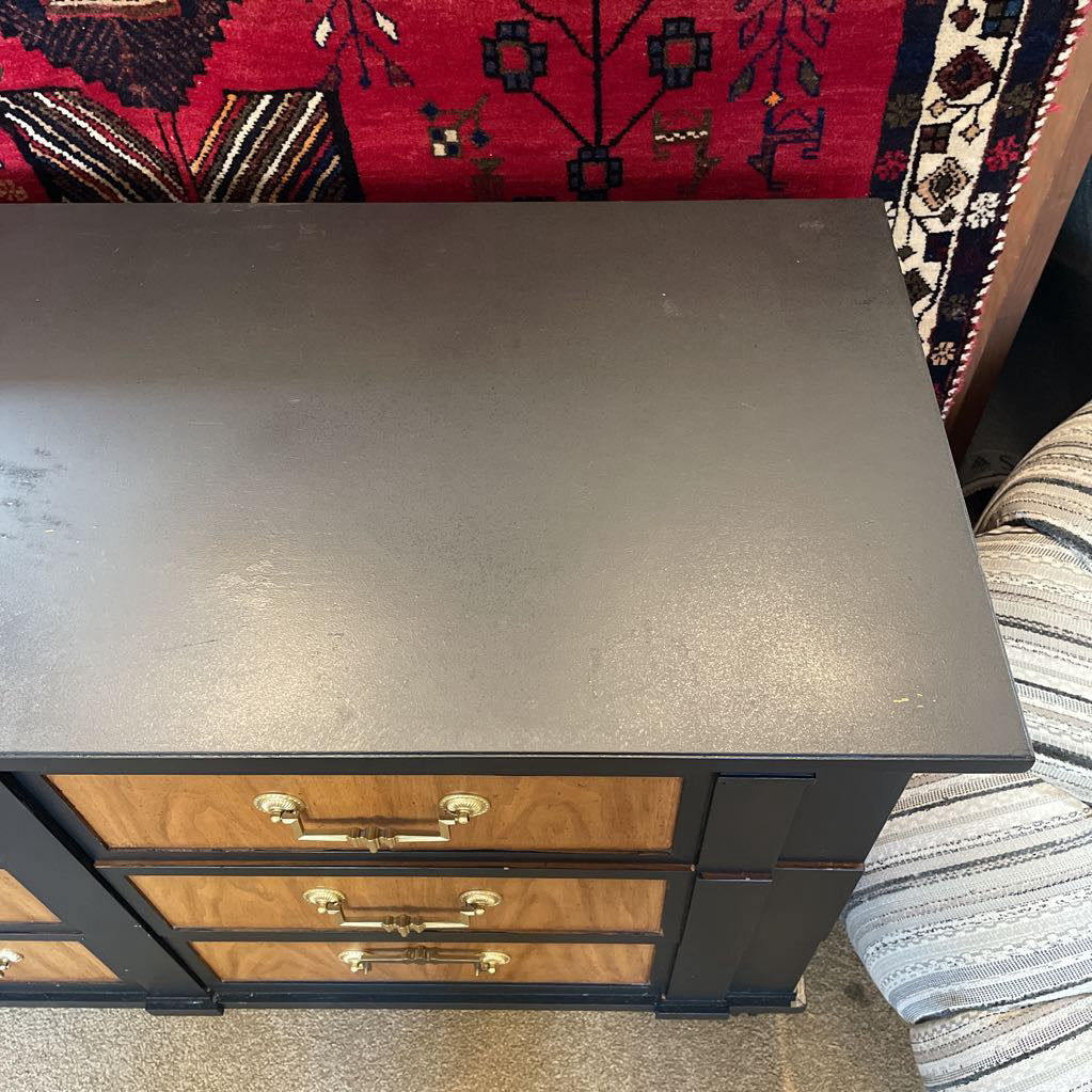 Thomasville Black Painted and Wood Lowboy Dresser