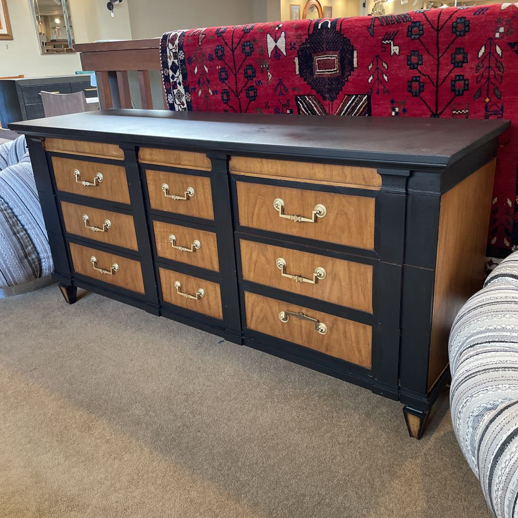 Thomasville Black Painted and Wood Lowboy Dresser
