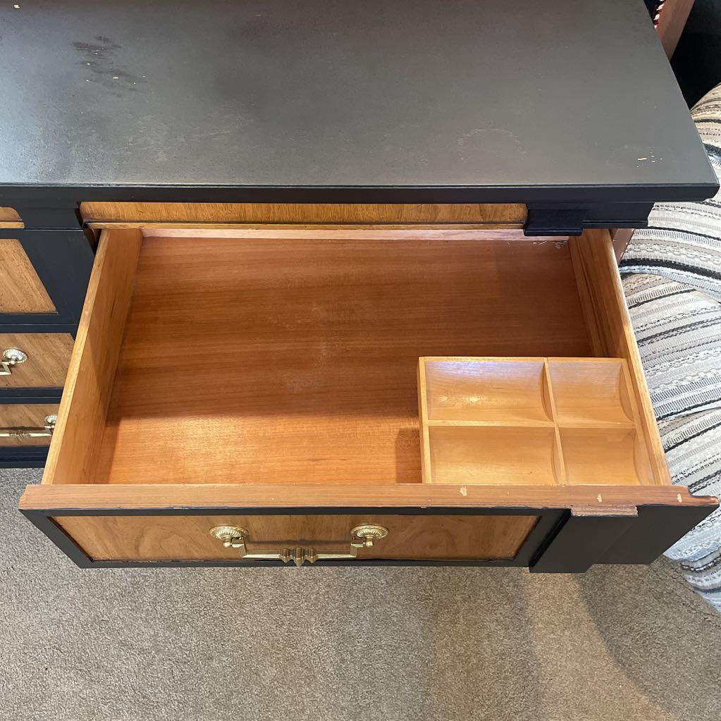 Thomasville Black Painted and Wood Lowboy Dresser