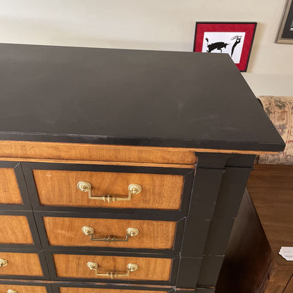 Thomasville Black and Wood Highboy Dresser