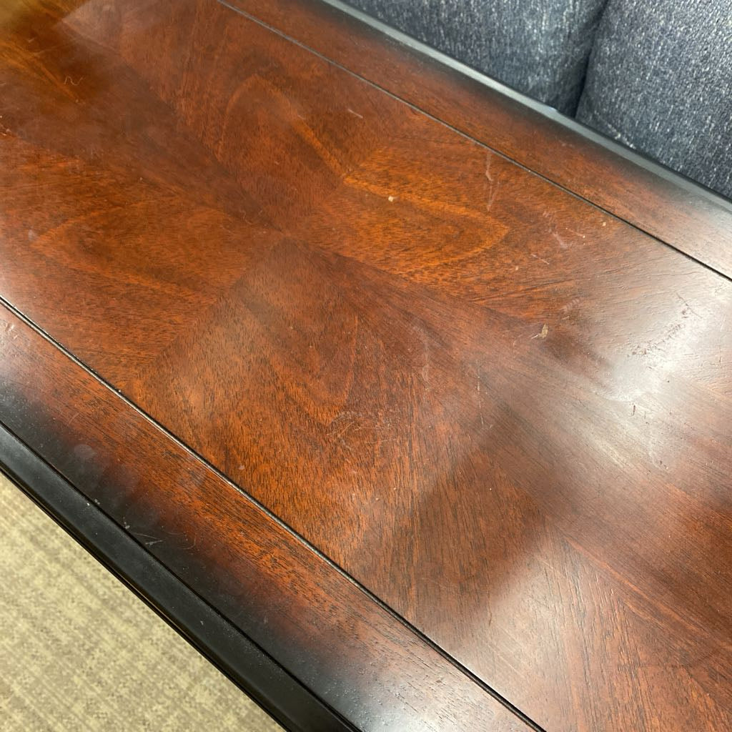 Dark Wood Patina'd Four Drawer Console Table