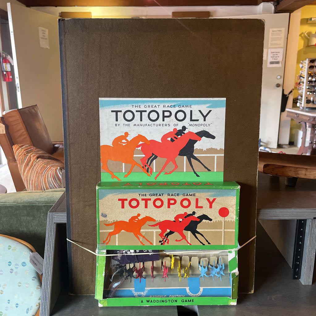 Totopoly Game 1950's Board & Box with Cards and Game Pieces