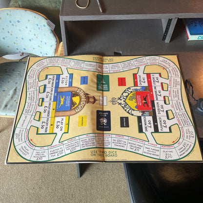 Totopoly Game 1950's Board & Box with Cards and Game Pieces