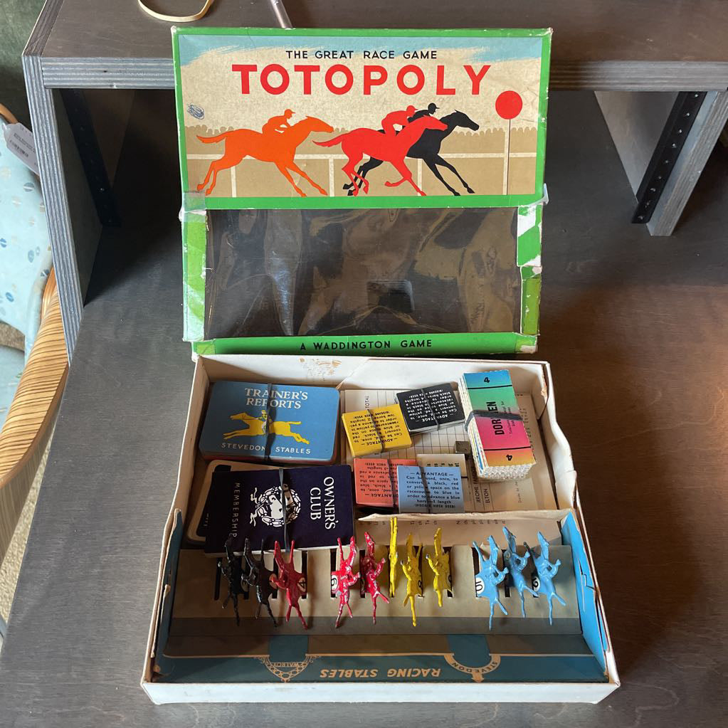 Totopoly Game 1950's Board & Box with Cards and Game Pieces