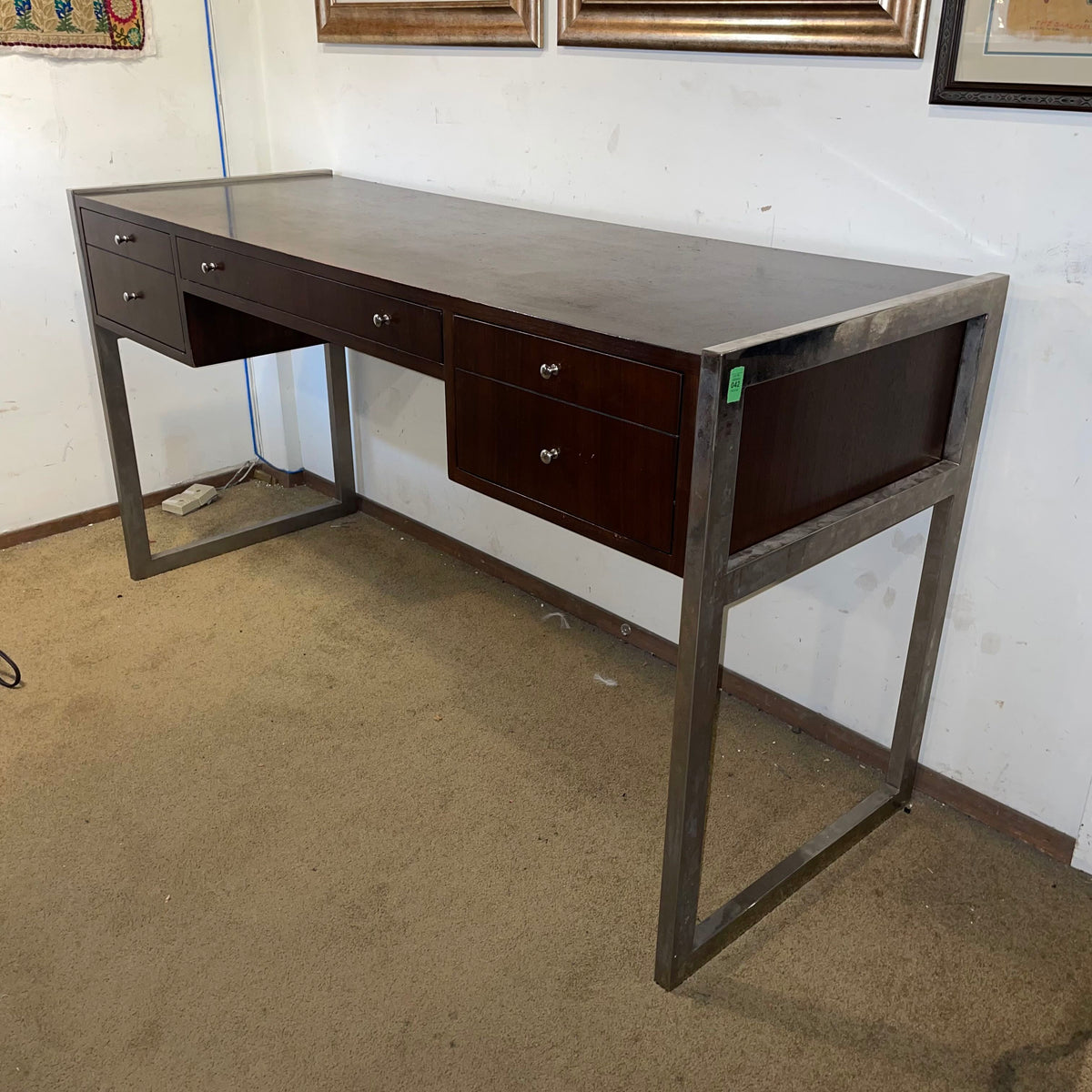 Mitchel Gold Scribe Walnut Finish Desk with Chrome Legs