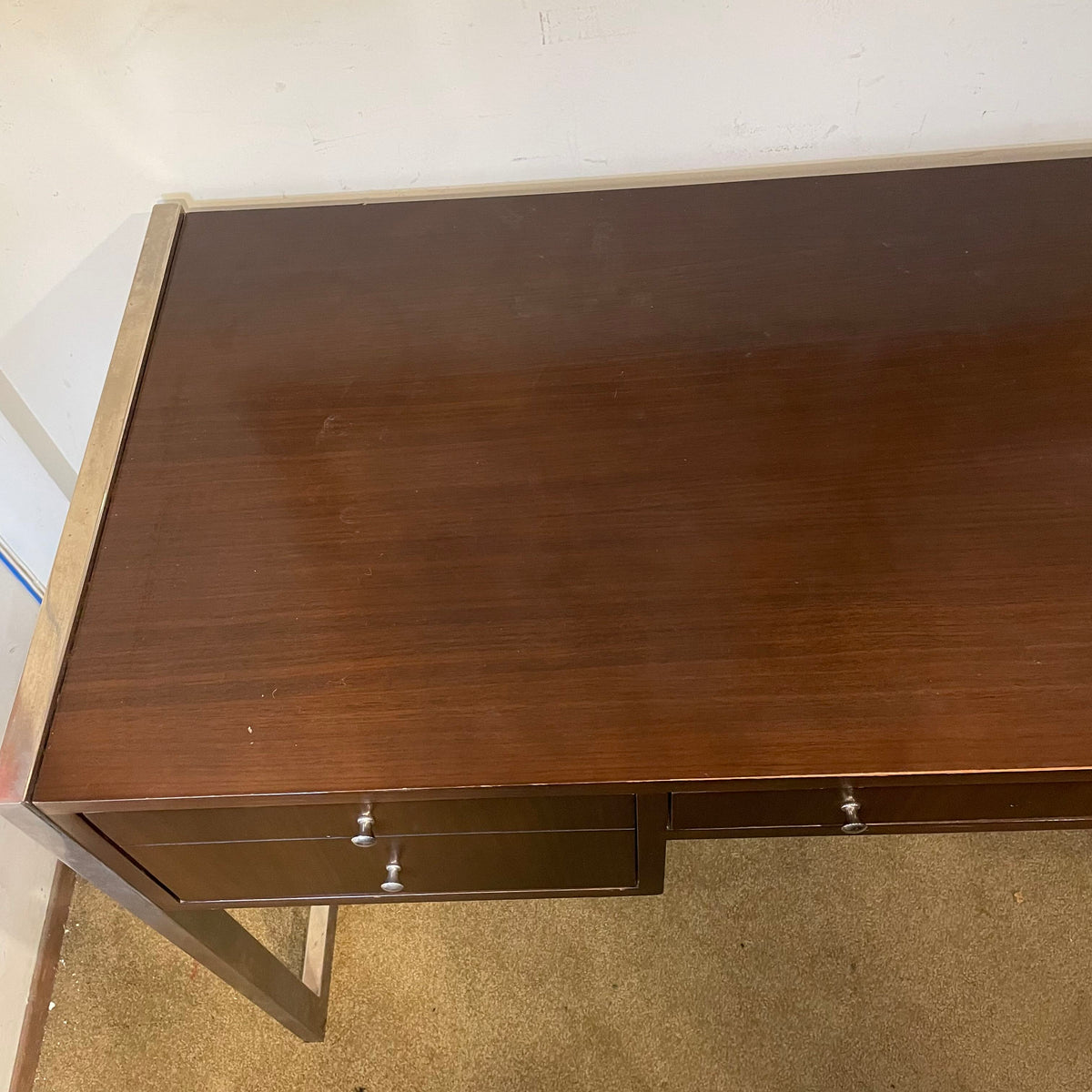 Mitchel Gold Scribe Walnut Finish Desk with Chrome Legs