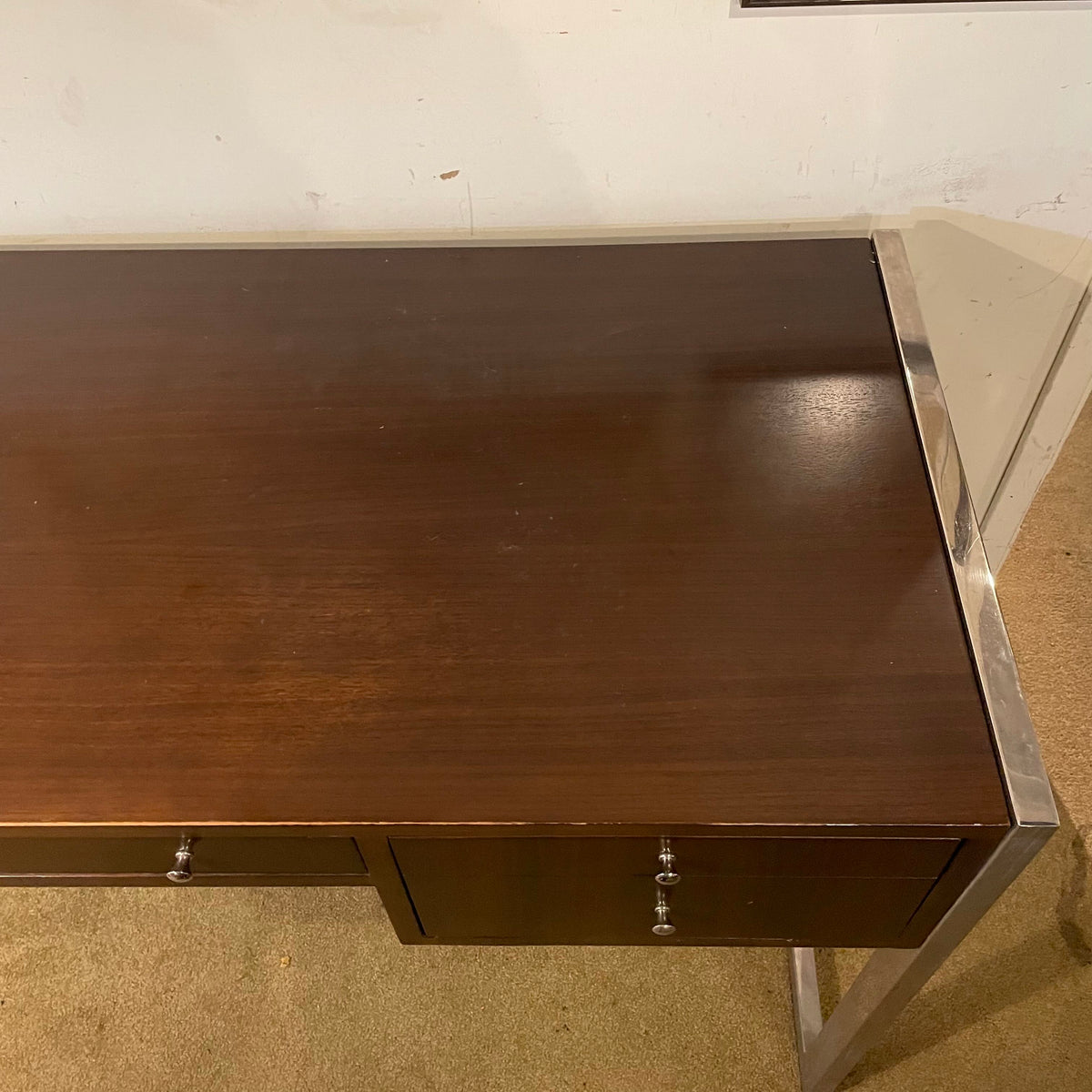 Mitchel Gold Scribe Walnut Finish Desk with Chrome Legs
