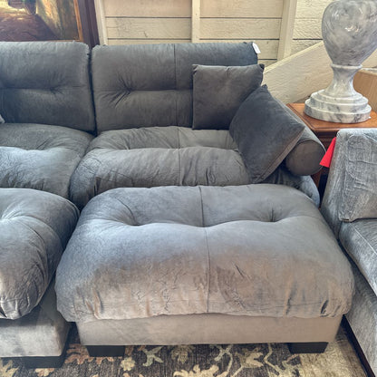 Cloudies Graphite Sofa w/ 2 Ottomans U SOFAS