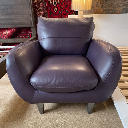 ITALSOFA Eggplant Leather Accent Chair U ACCENT CHAIRS