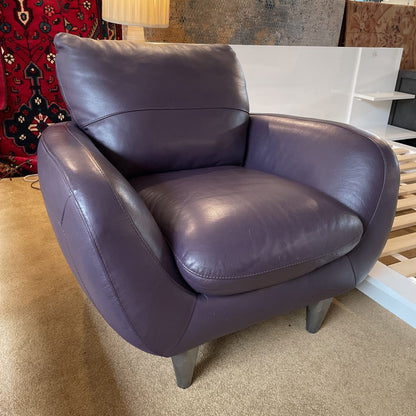 ITALSOFA Eggplant Leather Accent Chair U ACCENT CHAIRS