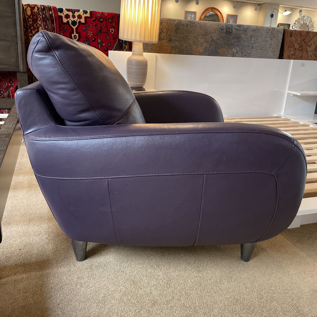 ITALSOFA Eggplant Leather Accent Chair U ACCENT CHAIRS