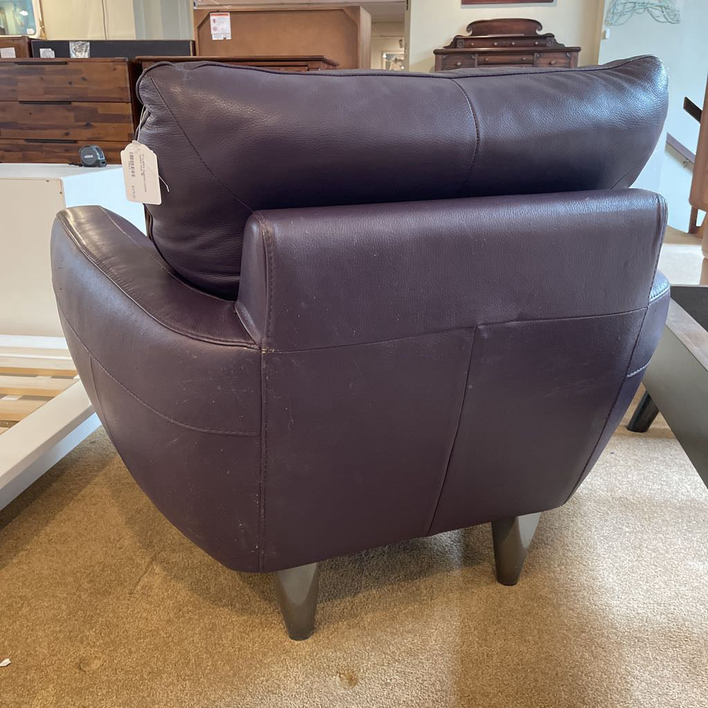 ITALSOFA Eggplant Leather Accent Chair U ACCENT CHAIRS