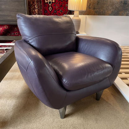 ITALSOFA Eggplant Leather Accent Chair U ACCENT CHAIRS