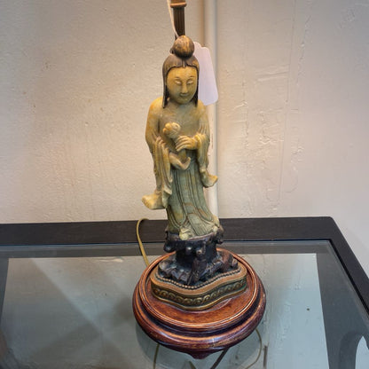 Soapstone Chinese Figure Table Lamp