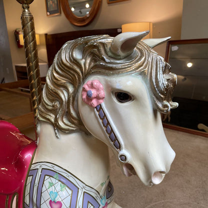 Red Saddle Cream Colored Rocking Horse UNIQUE FINDS