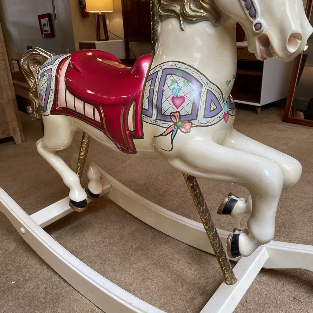 Red Saddle Cream Colored Rocking Horse UNIQUE FINDS