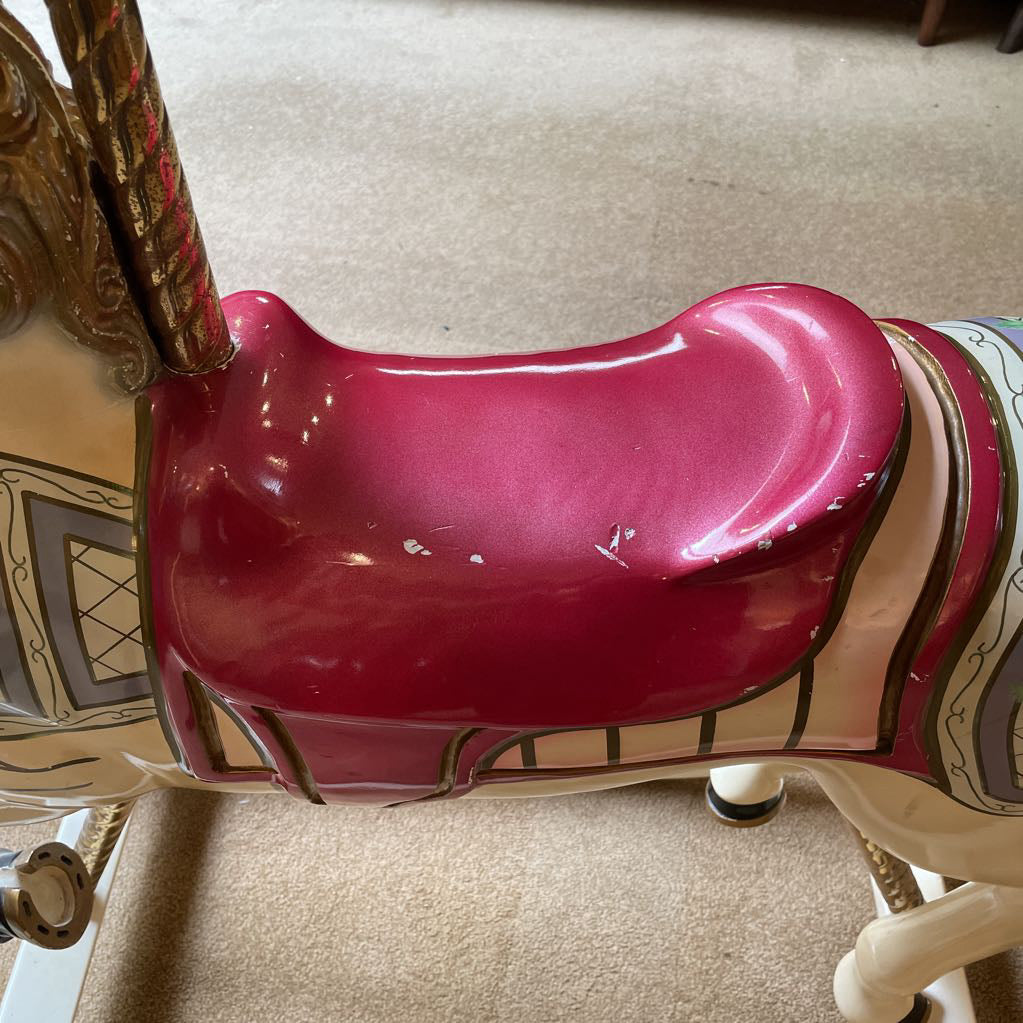 Red Saddle Cream Colored Rocking Horse UNIQUE FINDS