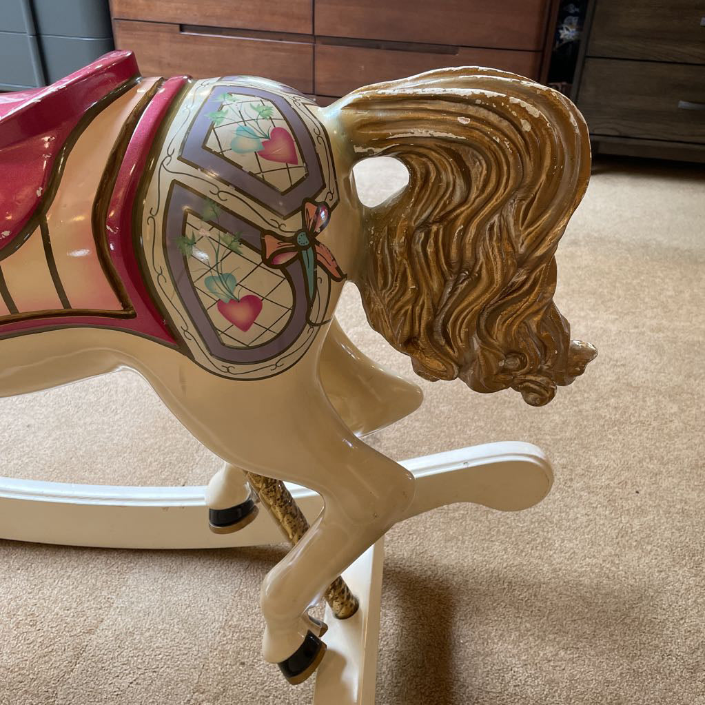 Red Saddle Cream Colored Rocking Horse UNIQUE FINDS