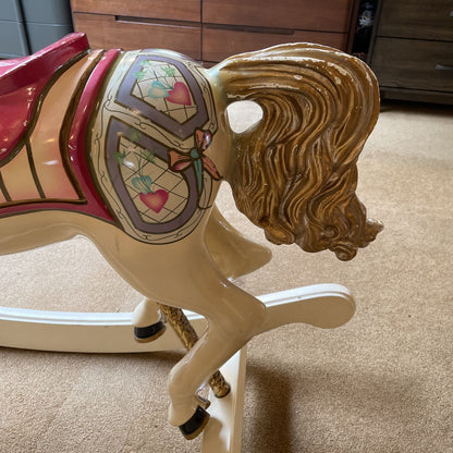 Red Saddle Cream Colored Rocking Horse UNIQUE FINDS