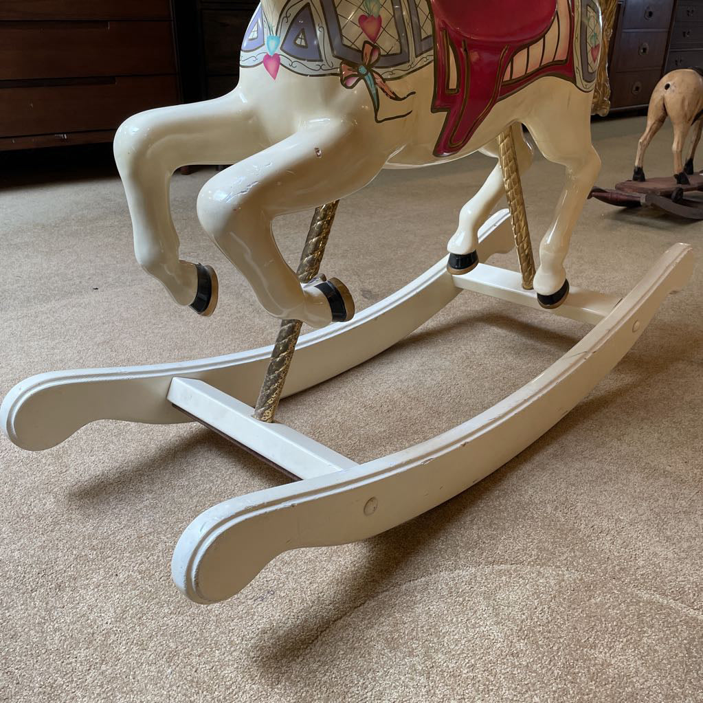 Red Saddle Cream Colored Rocking Horse UNIQUE FINDS