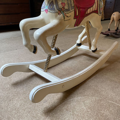 Red Saddle Cream Colored Rocking Horse UNIQUE FINDS