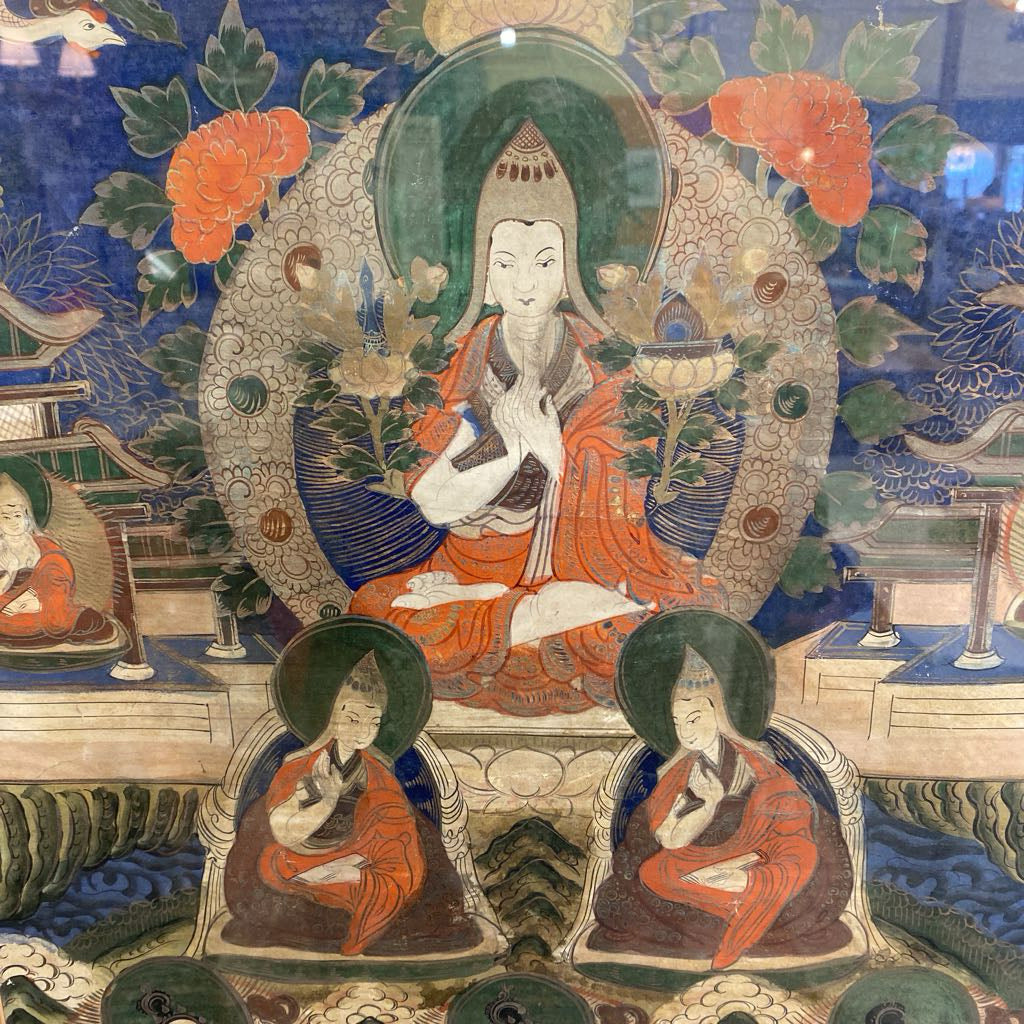 Vintage Asian Deity Framed Silk Art