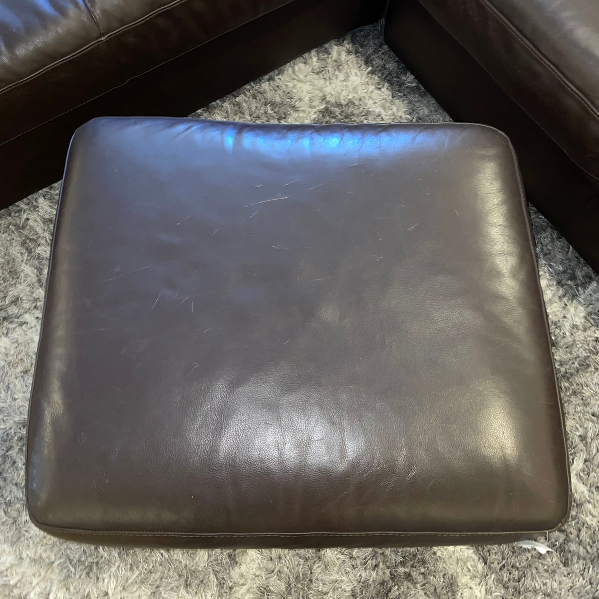 ITALSOFA Brown Leather Terminal Sectional w/ Ottoman U SECTIONALS LAF