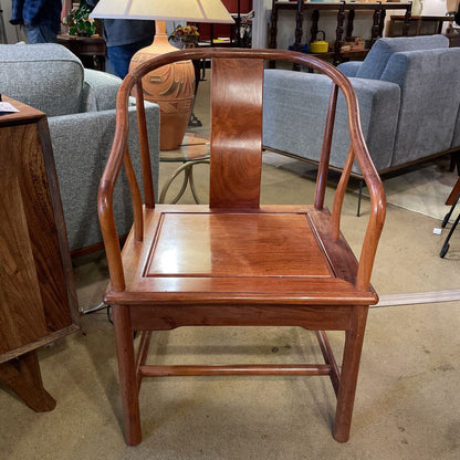 Asian Style Curved Back Wooden Accent Chair AS IS