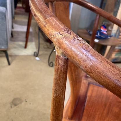 Asian Style Curved Back Wooden Accent Chair AS IS