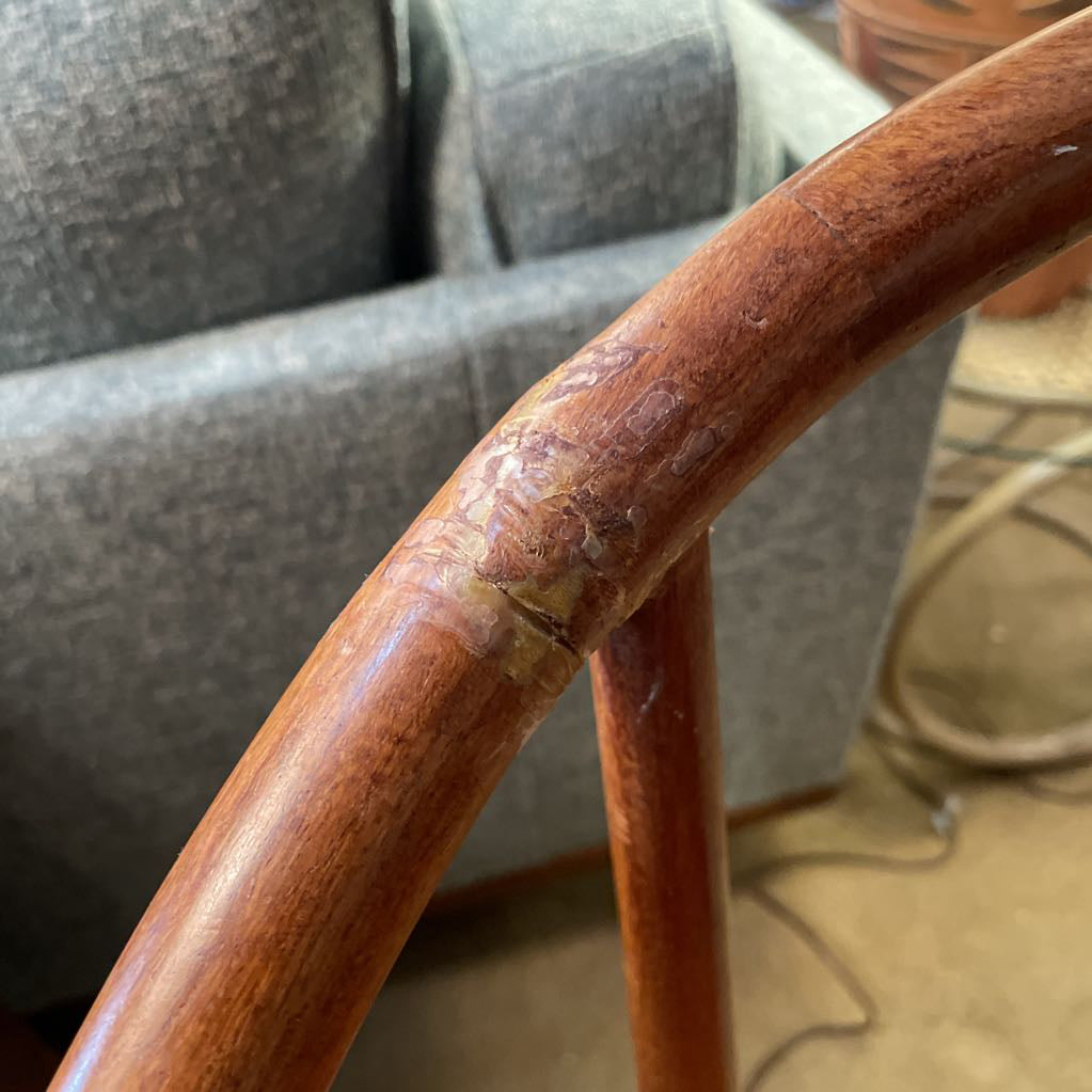Asian Style Curved Back Wooden Accent Chair AS IS