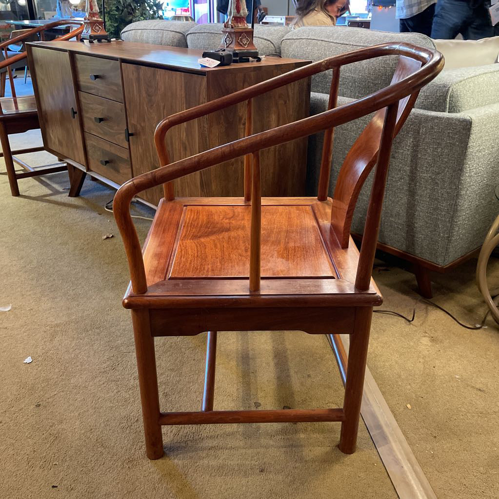 Asian Style Curved Back Wooden Accent Chair AS IS