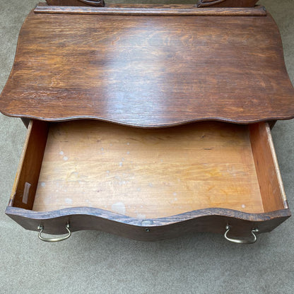 Queen Anne Style Claw Foot Two Drawer Vanity w/ Oval Mirror