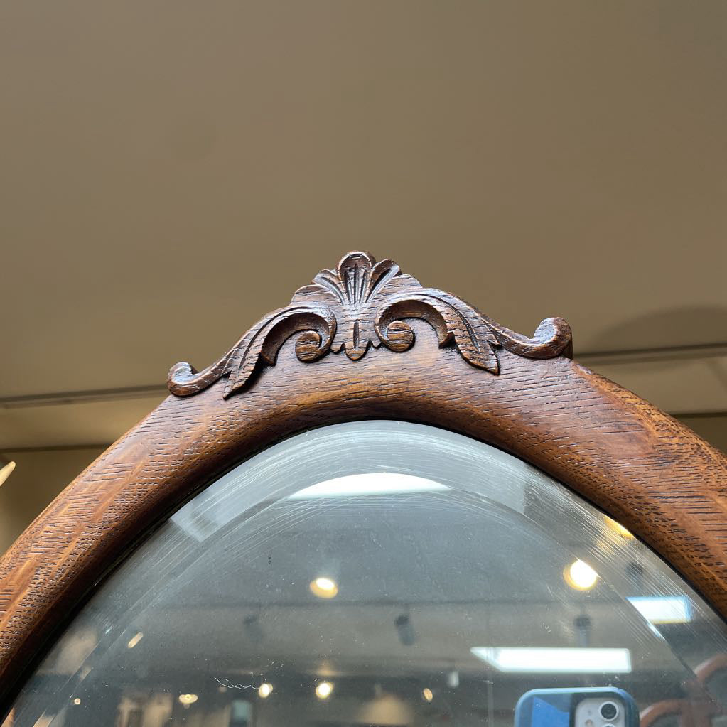 Queen Anne Style Claw Foot Two Drawer Vanity w/ Oval Mirror