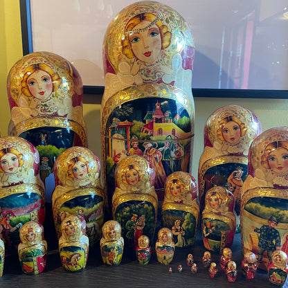 VERY RARE 28 pc Russian Matryoshka Nesting Dolls UNIQUE FINDS