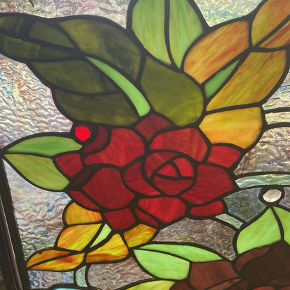 Floral Stained Glass Fireplace Screen