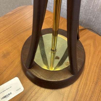 Mid-Century Wood & Brass Table Lamp LAMPS