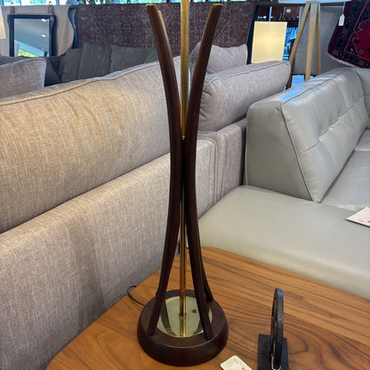 Mid-Century Wood & Brass Table Lamp LAMPS