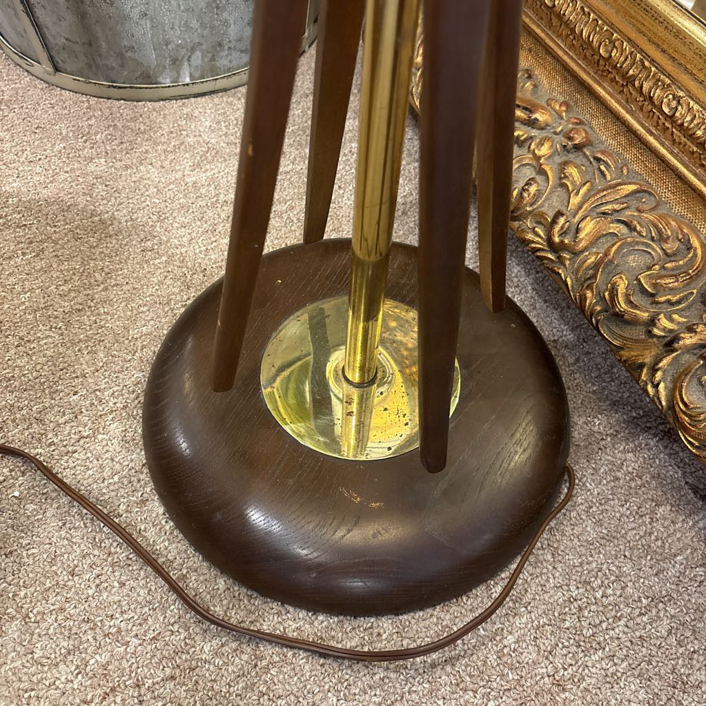 Mid-Century Wood & Brass Floor Lamp LAMPS