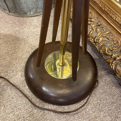 Mid-Century Wood & Brass Floor Lamp LAMPS