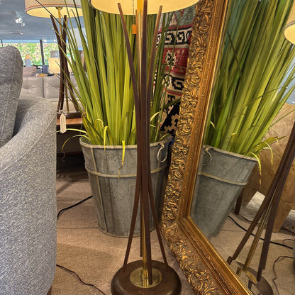 Mid-Century Wood & Brass Floor Lamp LAMPS