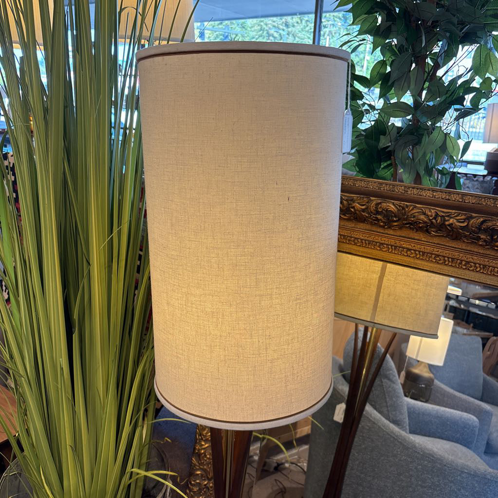 Mid-Century Wood & Brass Floor Lamp LAMPS