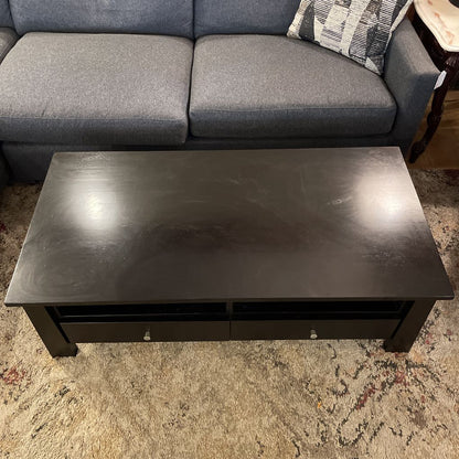 Black Coffee table / Entertainment Unit w/ 2 Drawer & 2 Cubbies