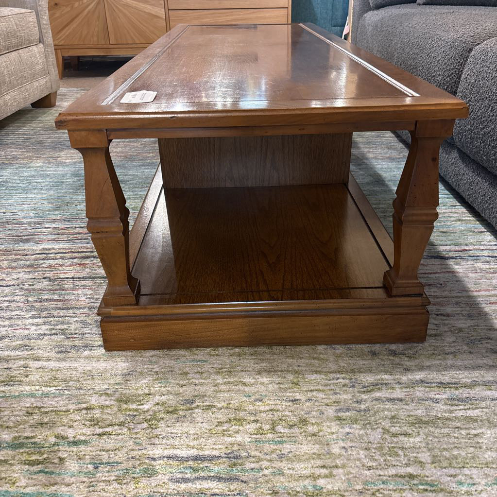 Vintage Rectangular Wooden Coffee Table w/ Shelf C COFFEE TABLES