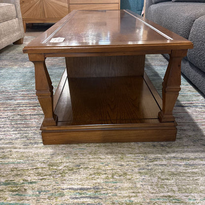 Vintage Rectangular Wooden Coffee Table w/ Shelf C COFFEE TABLES