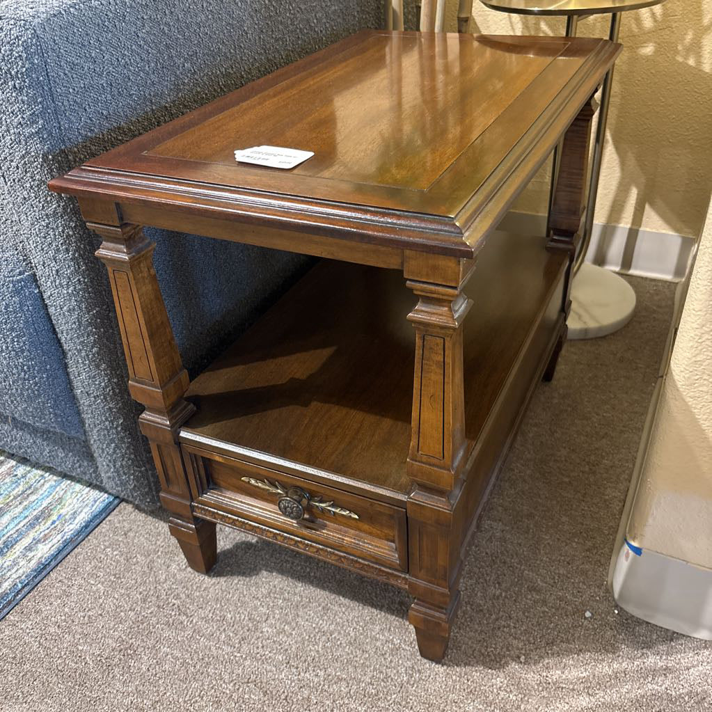Vintage Wooden Side Table w/ Drawer & Shelf C SIDE TABLES